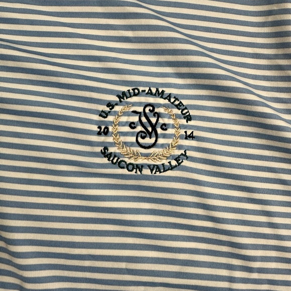 FOOTJOY BLUE STRIPED SHORT SLEEVE GOLF POLO SHIRT XL SAUCON VALLEY COURSE - Picture 5 of 7